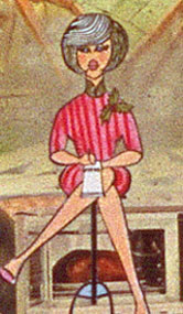 A collage by Sally Edelstein featuring vintage illustration of 1960s secretary